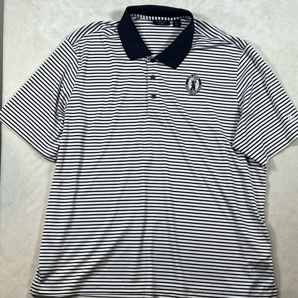 2XL Pinehurst by Adidas 2014 U.S. Open Official Navy Stripe Polo Shirt - Picture 2 of 11